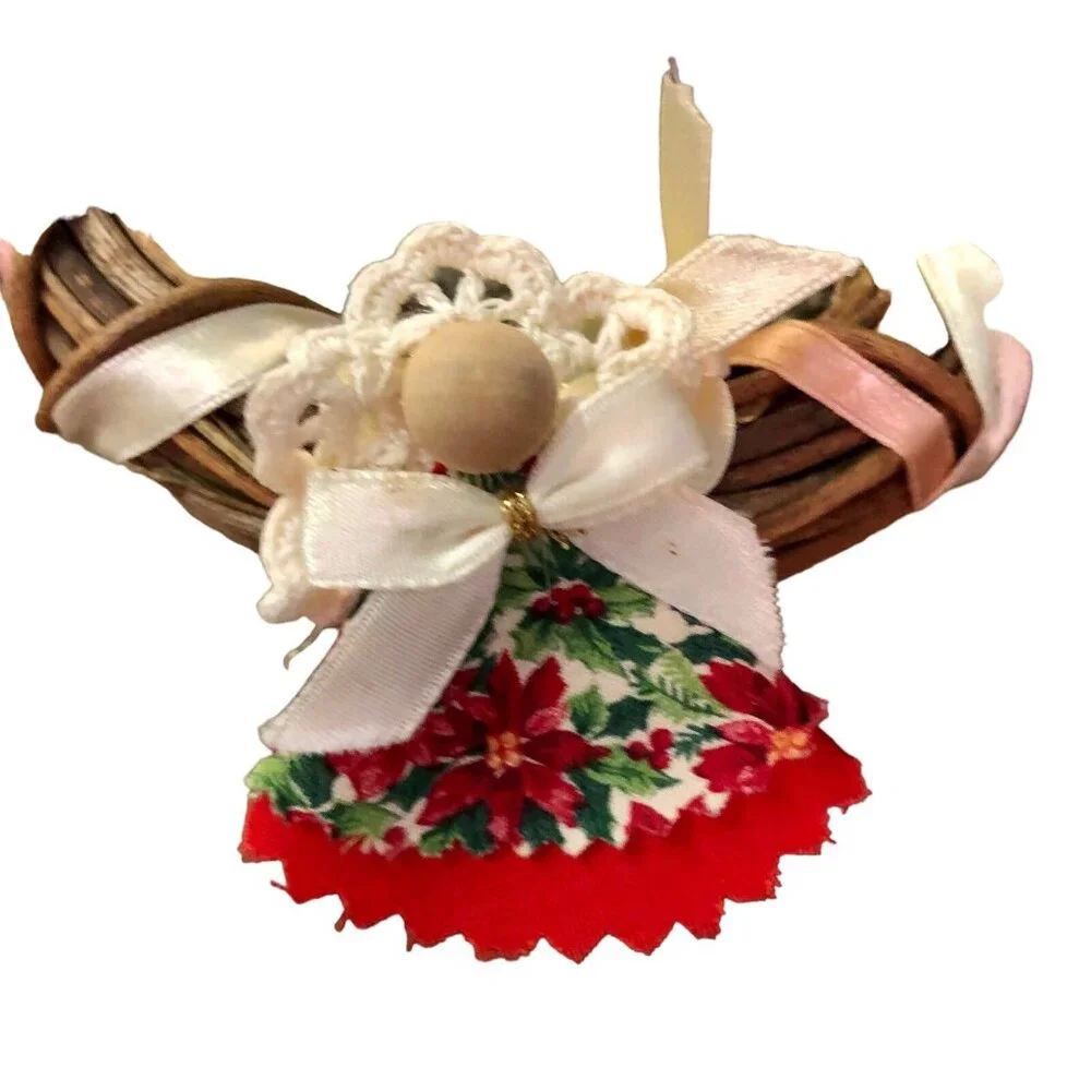 Miniature 5” Wreath Used Cherries Angel Brass Bell